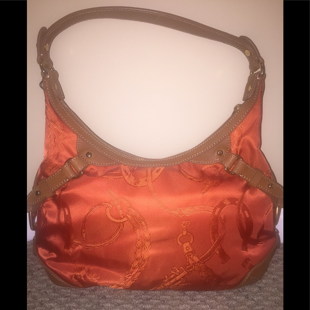 Ralph Lauren Orange Hobo Bag with Leather Straps